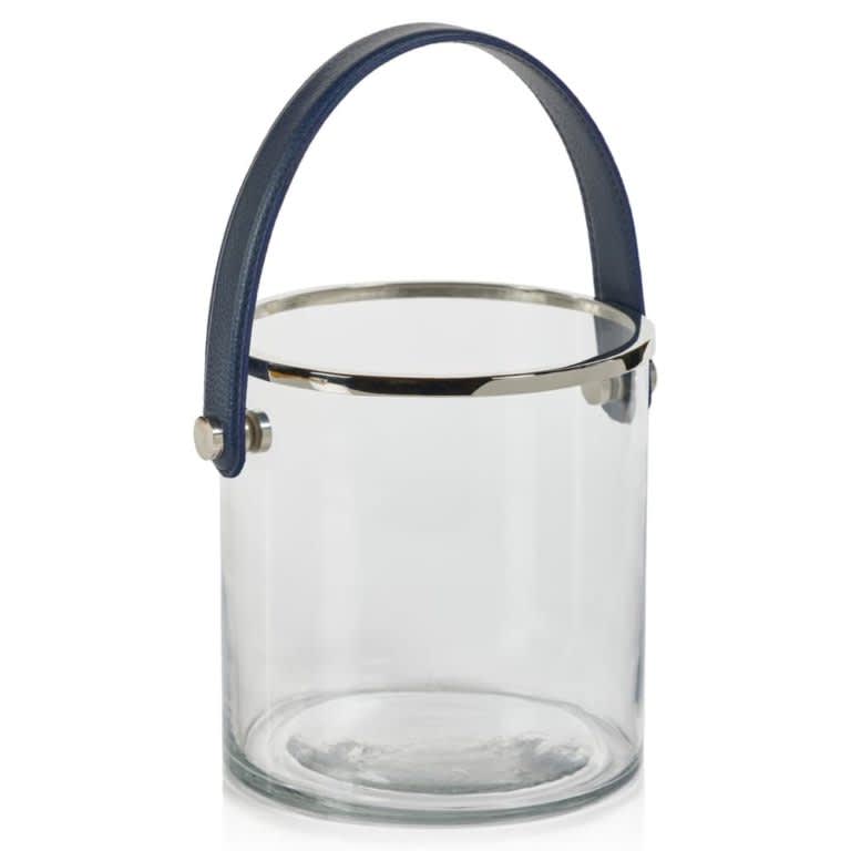 ZODAX - Laguna Glass, Nickel & Leather Ice Bucket | Bon Vivant