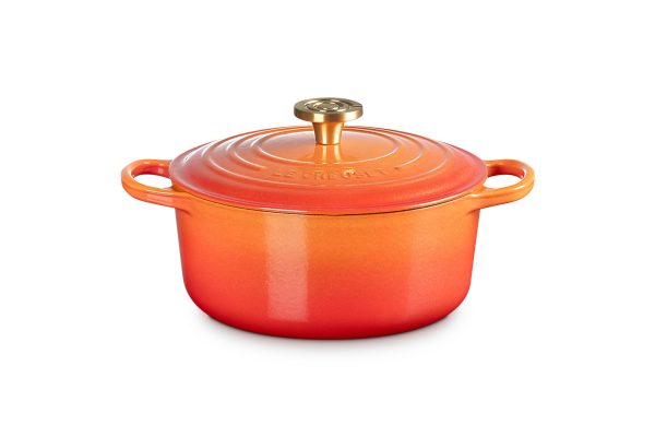 LE CREUSET Signature Round Dutch Oven 4.5qt Flamme Dorée w/ Crucible Knob - Image 3