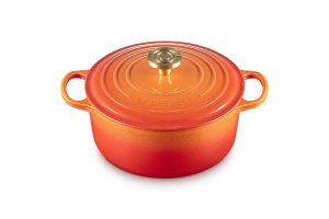 LE CREUSET Signature Round Dutch Oven 4.5qt Flamme Dorée w/ Crucible Knob