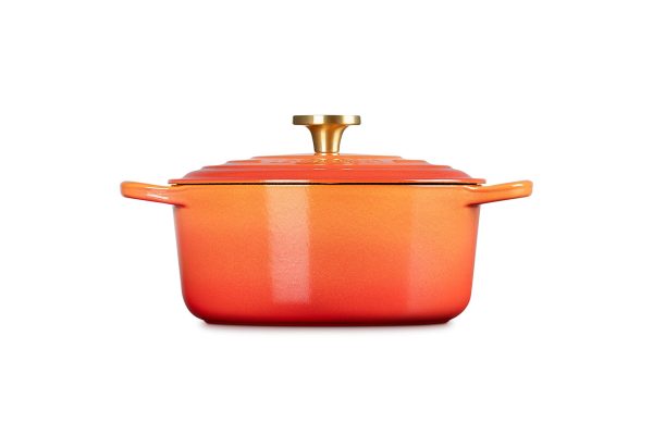 LE CREUSET Signature Round Dutch Oven 4.5qt Flamme Dorée w/ Crucible Knob - Image 7