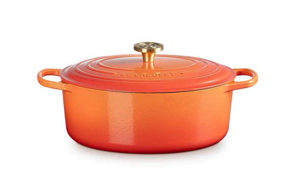 LE CREUSET Signature Oval Dutch Oven 6.75qt Flamme Dorée w/ Crucible Knob - Image 3