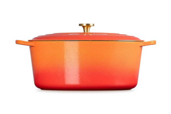 LE CREUSET Signature Oval Dutch Oven 15.5qt Flamme Dorée w/ Crucible Knob - Image 6