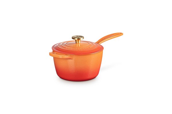 LE CREUSET Signature Round Saucepan 2.25qt Flamme Dorée w/ Crucible Knob - Image 5