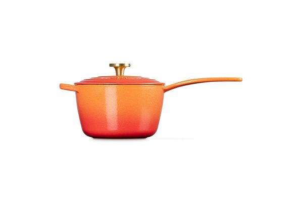 LE CREUSET Signature Round Saucepan 2.25qt Flamme Dorée w/ Crucible Knob - Image 8