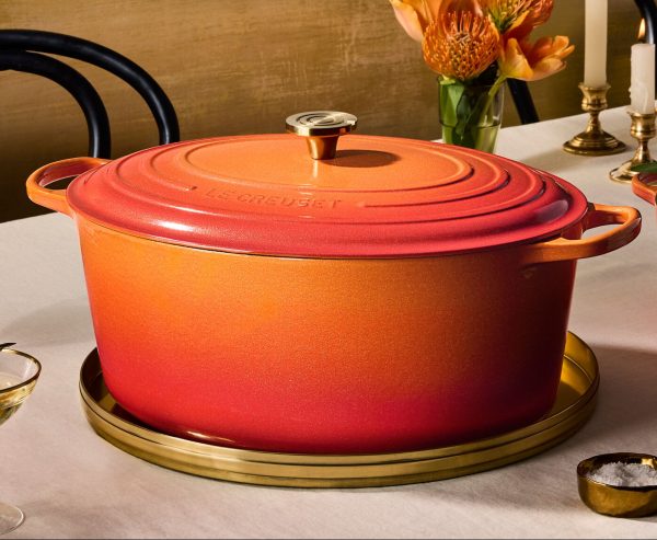 LE CREUSET Signature Oval Dutch Oven 15.5qt Flamme Dorée w/ Crucible Knob