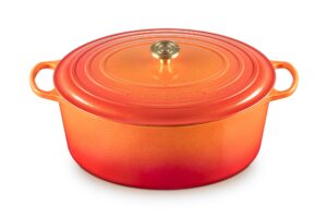 LE CREUSET Signature Oval Dutch Oven 15.5qt Flamme Dorée w/ Crucible Knob